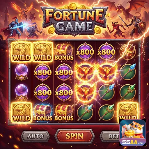 Interface do jogo de sorte 55aa, mostrando gráficos vibrantes e elementos interativos.